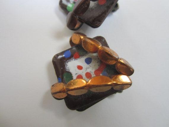 Vintage Matisse Copper Enamel Clip On Earrings - image 3