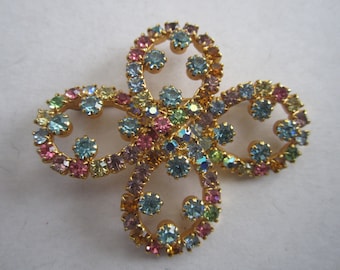 Vintage Multicolor Stones Brooch Pin