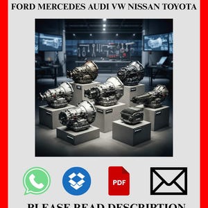 Può includere: Un manuale di servizio e riparazione con il testo "SERVICE & REPAIR MANUAL" e i marchi automobilistici "FORD MERCEDES AUDI VW NISSAN TOYOTA". L'immagine mostra diversi componenti di automobili. È presente anche il testo "PLEASE READ DESCRIPTION BEFORE BUYING".