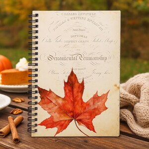 Autumn Beauty Spiral Notebook – Maple Leaf Journal – Vintage Fall Stationery – Cozy Gift for Writers, Students & Nature Lovers
