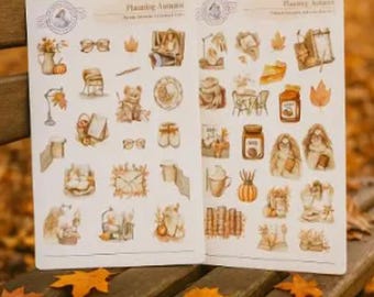 Planning Autumn Sticker Sheets for Journaling & Planners | Fall Vinyl Stickers Set | Pumpkin Spice Planner Sticker Set | 2 Sheets