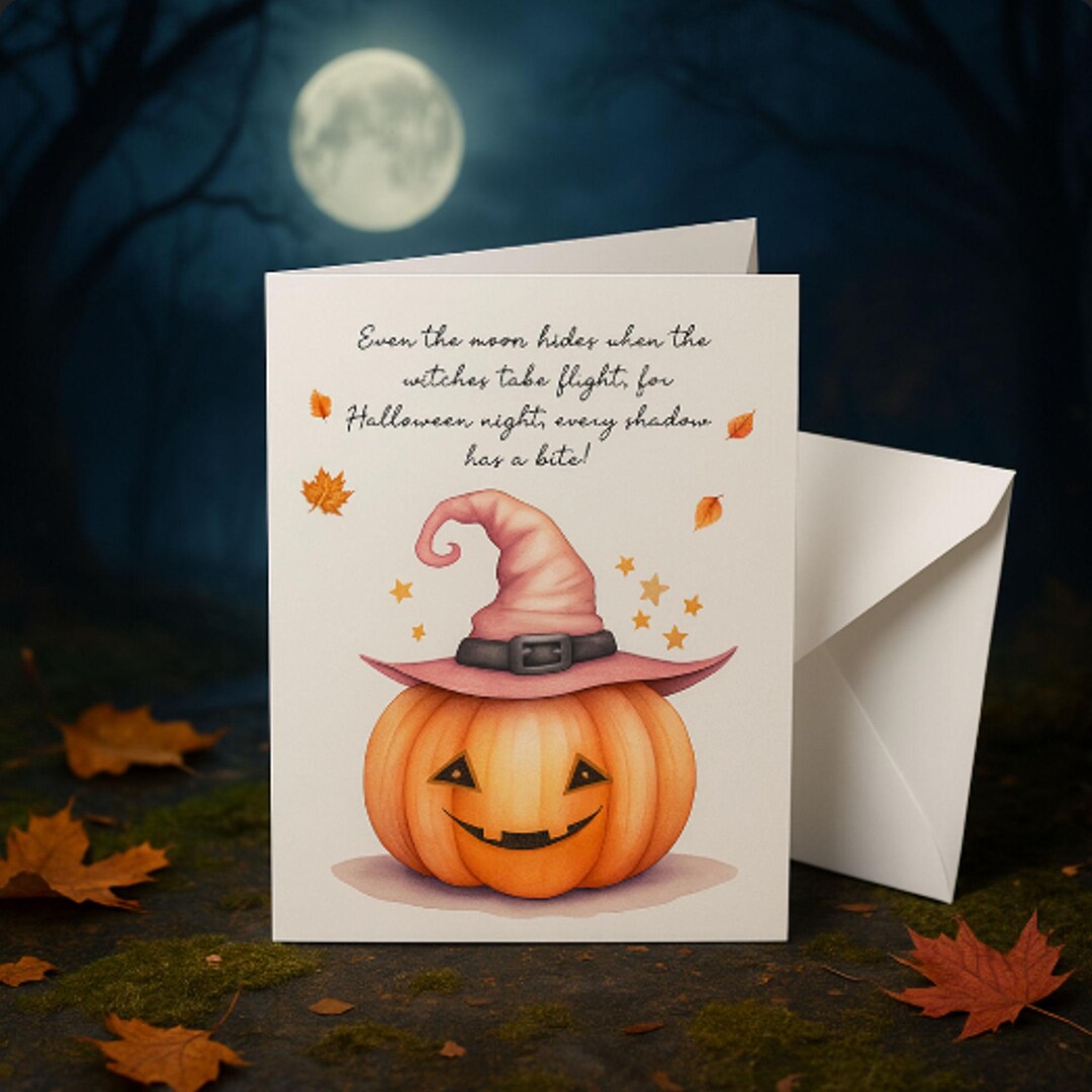 Jack O' Lantern Halloween Note Cards: Spooky Witch Hat Pumpkin - Pack ...