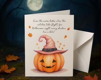 Jack O' Lantern Halloween Note Cards: Spooky Witch Hat Pumpkin - Pack of 10