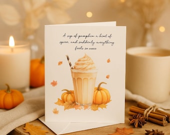 Pumpkin Spice Latte Art Note Cards: Cozy Autumn Greetings