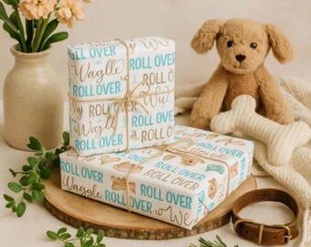 Dog Lover Wrapping Paper: Puppy Sayings, Neutral Palette