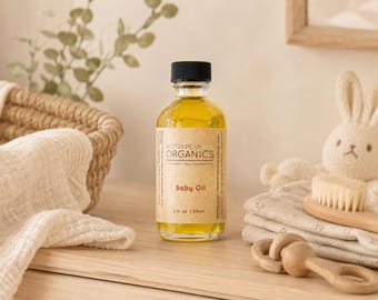 Organic Baby Oil, Fragrance-Free Massage Oil, Newborn Gentle Skin Care