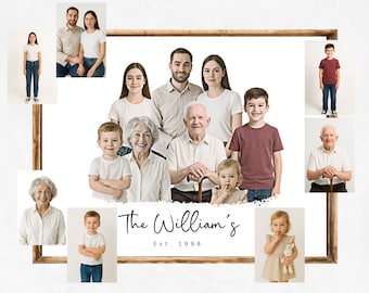 Añadir un ser querido a la foto, Retrato familiar a partir de fotos, Retrato conmemorativo, Añadir un ser querido fallecido a la foto, Añadir a alguien a la foto, Arte digital