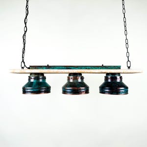 Industrial lighting , Copper lamp ,Patina Light fixture ,Rustic chandelier , Farmhouse lighting ,Pendant light, three bulbs