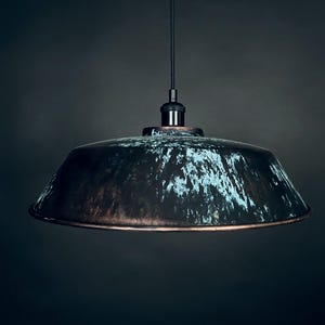 Vintage Patina Copper Pendant Light – Handmade Rustic Industrial Ceiling Lampshade, Loft and Farmhouse Lighting