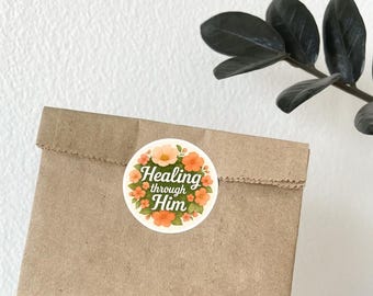 Healing Through Him Nurse Sticker | Faith-Based Christian Vinyl Sticker | Waterproof, Multiple Sizes | Nurse Appreciation Gift