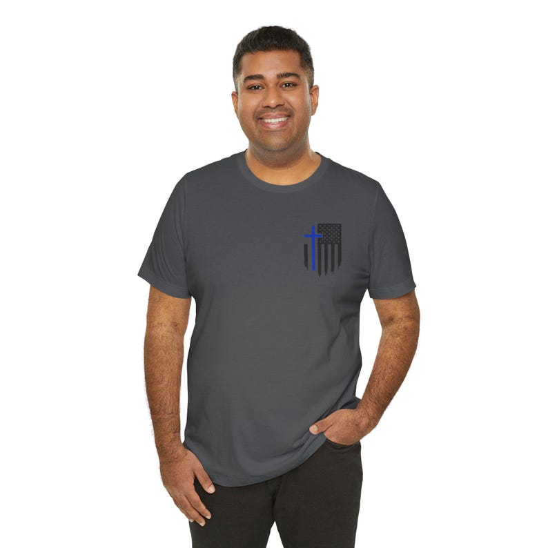 Polizei T-Shirt | "Hier bin ich, sende mir" | dünnes blaues Linien-Kreuz-T-Shirt | Jesaja 6: 8 Schrift Shirt für Offiziere Bild 7