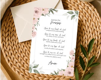 Christian Nurse Congratulations Card - Nurse's Prayer - Faith-Based RN Graduation Card, Printed Greeting - 1, 10, 30, or 50 pack