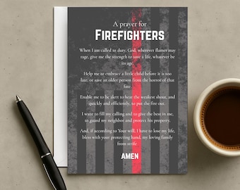 Firefighter Prayer Card - Encouragement for Graduation, Promotion, or Firefighter Appreciation - 5x7 with Envelope - Bulk or Single