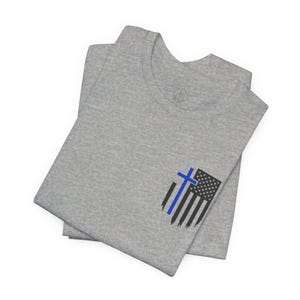 Polizei T-Shirt | "Hier bin ich, sende mir" | dünnes blaues Linien-Kreuz-T-Shirt | Jesaja 6: 8 Schrift Shirt für Offiziere Bild 5