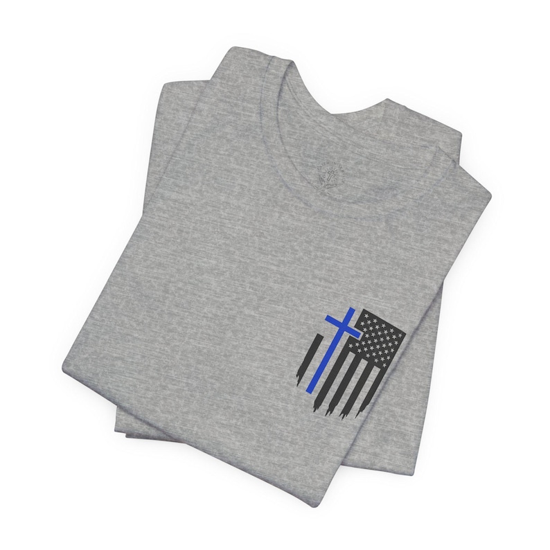 Polizei T-Shirt | "Hier bin ich, sende mir" | dünnes blaues Linien-Kreuz-T-Shirt | Jesaja 6: 8 Schrift Shirt für Offiziere Bild 5