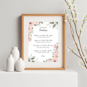A Prayer for Teachers Print | Christian Teacher Gift | Floral Classroom Decor | Glossy or Matte | Encouragement Print