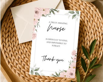 Christian Nurse Thank You Card - Matthew 25:40, Faith-Based Appreciation, RN Gift, Inspirational Bible Verse Card, Floral Greeting Card
