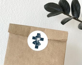 Police Sticker with Cross | Faith-Based Thin Blue Line Vinyl Decal | Christian Cop Sticker | Multiple Sizes