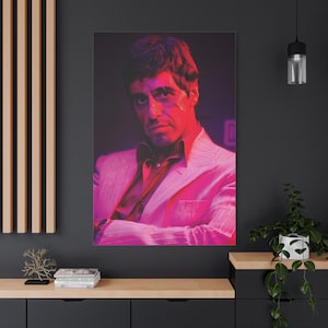 Tony Montana Scarface Poster, Canvas Wall Art, Vintage Mafia Wall Art Print for Gamer Room Decor, Movie Gift, Al Pacino Printable
