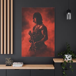 John Rambo Canvas Art, Sylvester Stallone Wall Decor, Action Movie Fan Gift, Ready to Hang