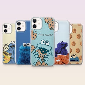 Mobilskal med Cookie Monster-motiv, tecknad figur, Elmo, för iPhone 16, 15, 14, 13, 12, Samsung, S25Fe, S24, S23, S22, A16, A26, Pixel 9Pro, 8A, 7
