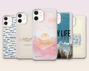 Capa de celular cristã com versículo bíblico de Jesus para iPhone 16, 15, 14, 13, 12, Samsung S25Fe, S24, S23, S22, A16, A26, Pixel 9 Pro, 8A, 7