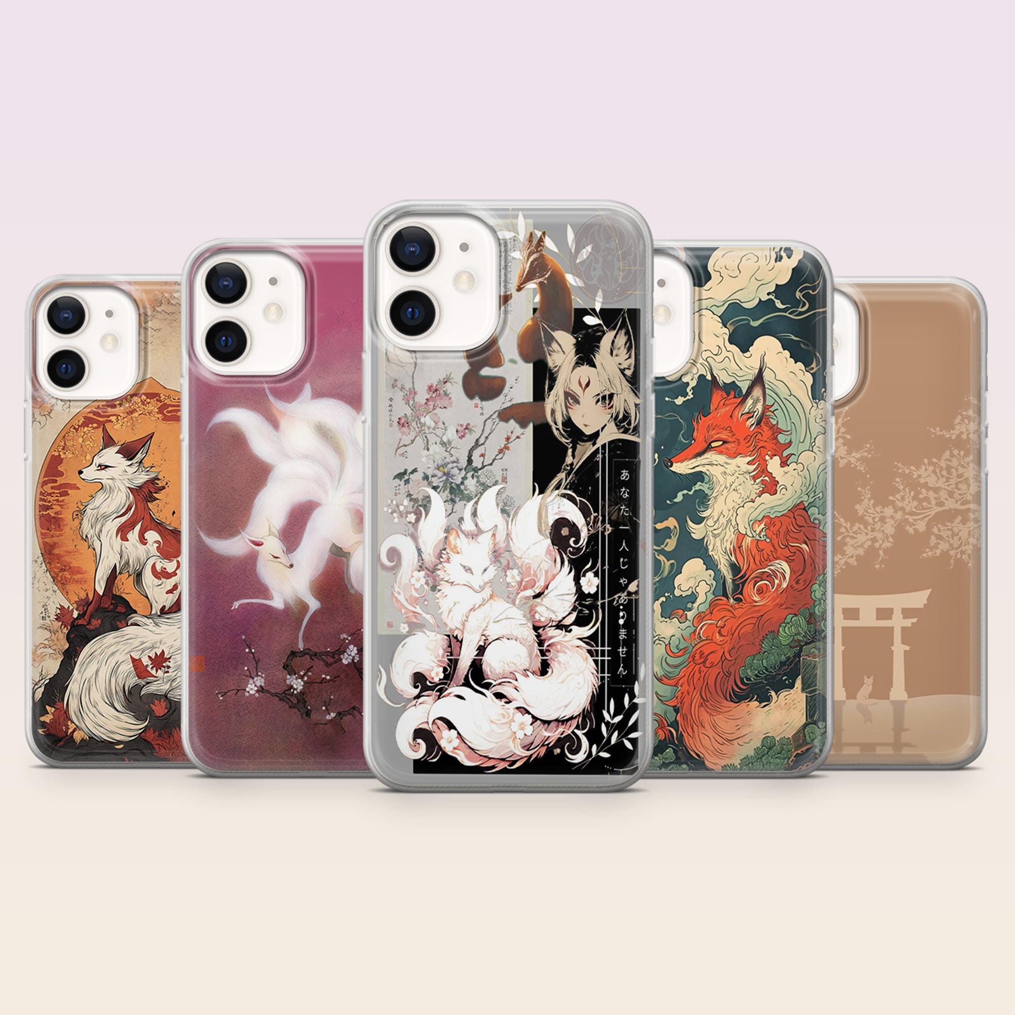 iPhone16』紫色ソフトケース（狐デザイン）