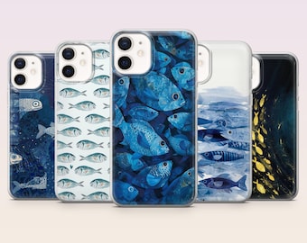 Fish Phone Case Aquatic Marine Life Cover for iPhone 16,15,14,13,12 SamsungS25Fe,S24,S23,S22,A16,A26, Pixel 9Pro,8A,7