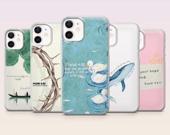 Capa de celular com versículos bíblicos e fé cristã para iPhone 16, 15, 14, 13, 12 Samsung S25Fe, S24, S23, S22, A16, A26, Pixel 9Pro, 8A, 7