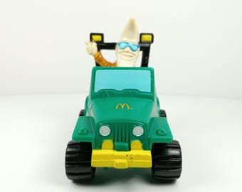 Voiturette à quatre roues Mac Tonight verte vintage, jouet du Happy Meal McDonald's de 1988