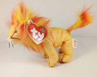 Peluche vintage de león TY Teenie Beanie Babies (2000) 'Bushy' ~7 pulgadas