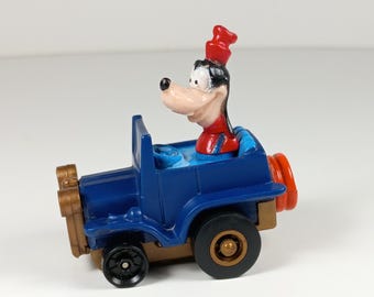 Dingo en bleu, décapotable vintage des années 1980, roues à tirer, jouet de course Disney Racers