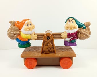 Voiturette de mine Blanche-Neige Happy & Grumpy, jouet Happy Meal vintage de 1992