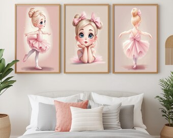 Ballerina Wall Art: Toddler Girl Room Decor (Digital Download, Set of 3)