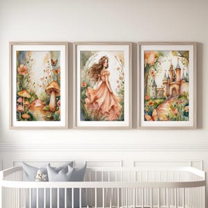 Princess Castle Nursery Art Prints: Enchanted Forest Decor (Digital Download) Set of 3