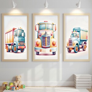 Baumast Kinderzimmer Wand Kunst 3er Set, Bunt Kipper Junge Zimmer Dekor, Jungen Schlafzimmer Digitaler Download