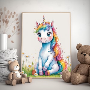 Unicorn Nursery Art Print: Whimsical Girl&#39;s Room Decor (Digital Download)