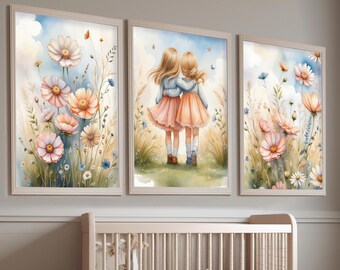 Girls room wall art: Nursery Wall flowers  (Digital Download)