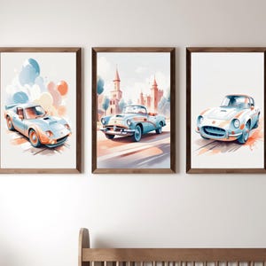 Vintage Classic Cars Nursery Prints: Boy Room Decor (Digital Download) Set of 5