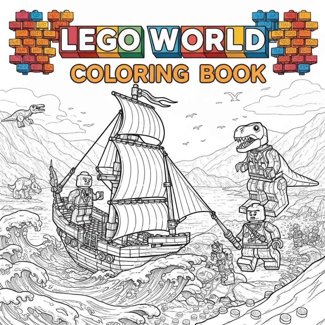Lego World Coloring Book: 50 Pages of Creative Block Adventures - Etsy