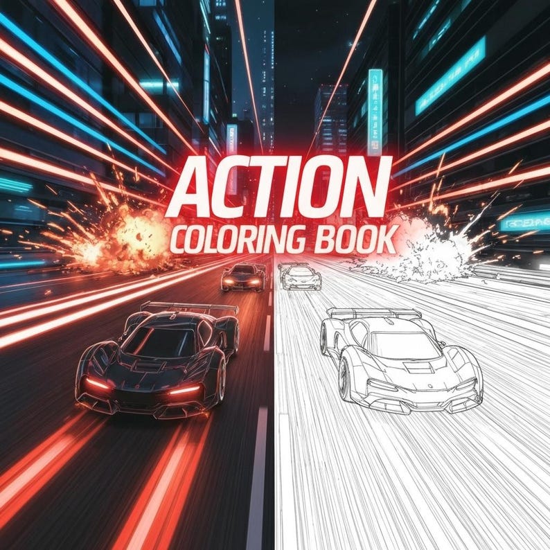 50 Action Coloring Pages – Dynamic and Thrilling Scenes - Etsy