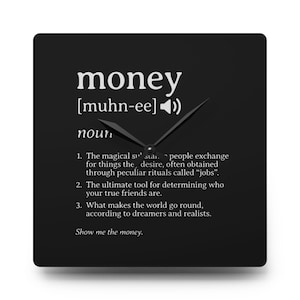Chic Acrylic Wall Clock with Money Definition