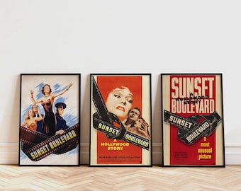 Sunset Boulevard (1950) filmposter, klassieke filmmuurkunst, vintage kunstdruk, woondecoratie, canvas poster, kerstcadeau, oningelijst