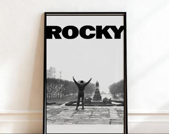 ロッキー映画ポスター、アートプリント、白黒アート、ボクシングアート