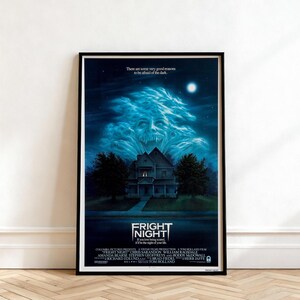 Fright Night Metal Wall Sign - Vintage 80s Horror Movie Poster Print, 15x20cm (6x8")