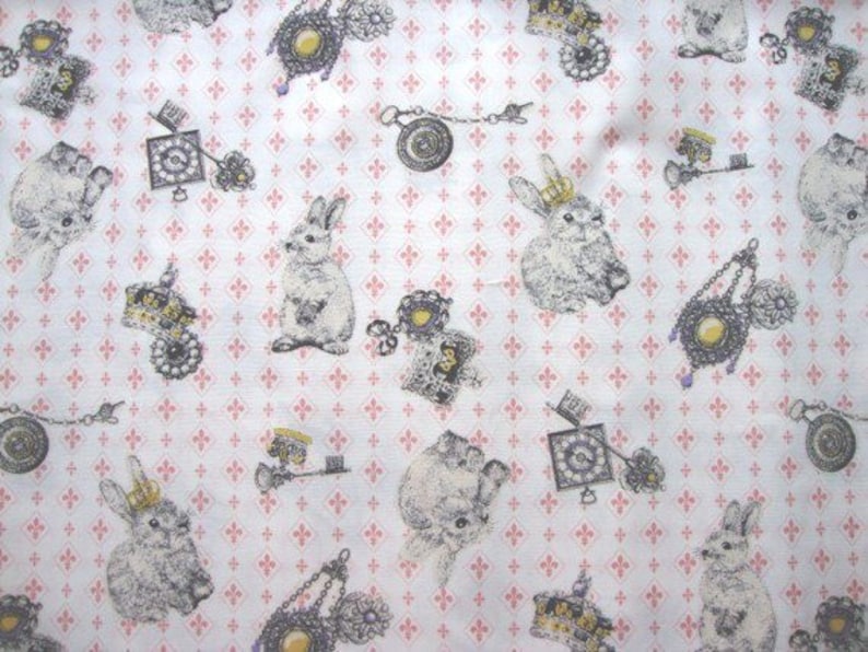 Rabbit Fabric Retro Fabric Bunny Fabric Kids Fabric Japanese Cotton Fabric Animal Print FabricSweet Ballerinaa yard Kokka Fabric