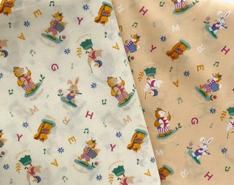 Japanese Cotton Fabric Alphabet Fabric Baby Fabric Kids Fabric Bear Fabric Animal Fabric by the yard Birthday Fabric/Concert in the forest