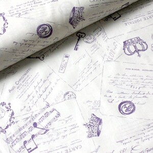 Japanese Fabric Cotton Purple Vintage Fabric 1950 Retro Fabric Victorian Musical Fabric Crown Fabric Memories by FAT QUARTER/Carte Postale