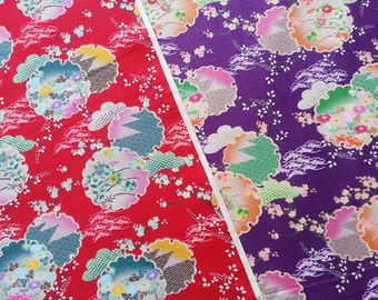 Japanese Fabric Cotton Red Fabric Kimono Fabric Floral Fabric Japanese Style Fabric Abstract Fabric Dress Fabric by the yard/Japanese Flower