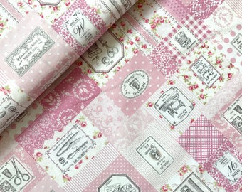 Kawaii Japanese Fabric Yuwa Vintage Fabric Shabby Chic Fabric Girl Fabric Pink Fabric Quilting Fabric Pastel Fabric by the yard/Fancy Sewing